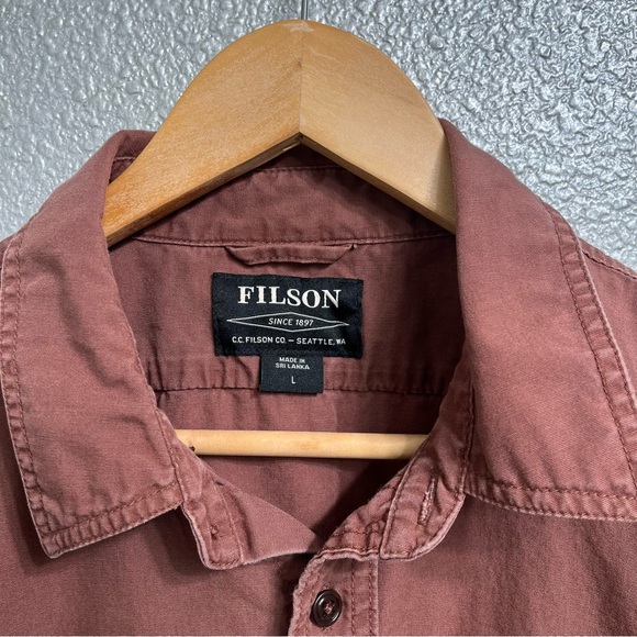 Filson Short Sleeve Field Shirt Red Clay Cotton Men’s Large - Picture 4 of 6